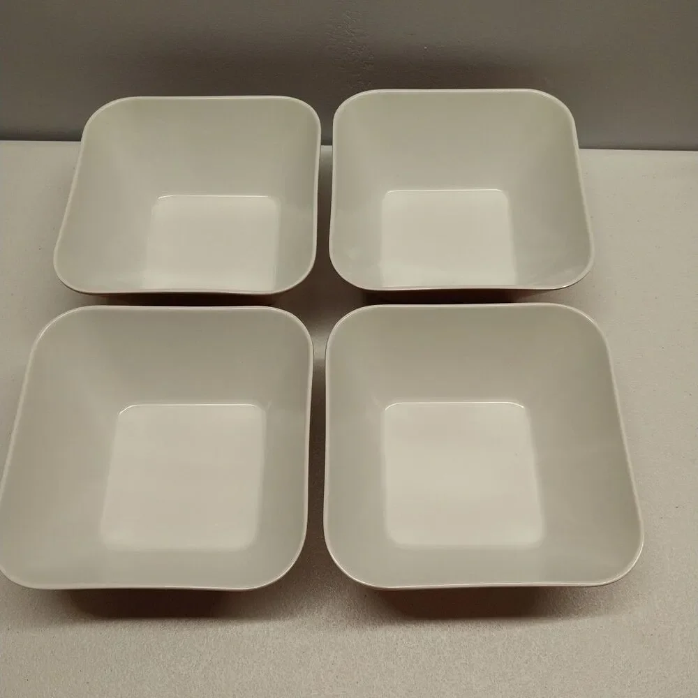 Target Home Everyday Melamine Square Bowls Set 4 Orange White 5.75